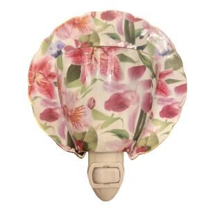 Night Light Teacup Porcelain Tropical Flowers Cottage Core MCM.